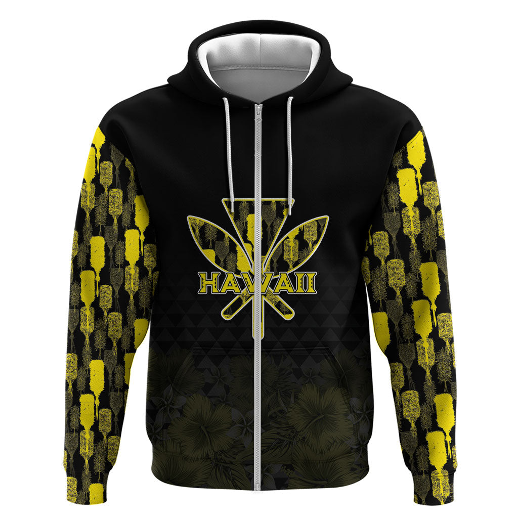 Personalised Aloha Hawaii Kahili Zip Hoodie Kanaka Maoli With Kakau Pattern