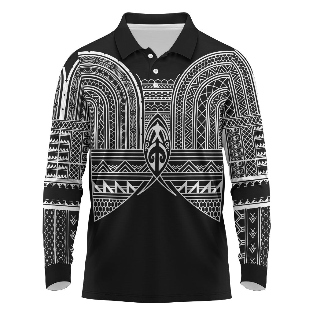 Philippines Igorot Tribal Inspired Long Sleeve Polo Shirt Black Version