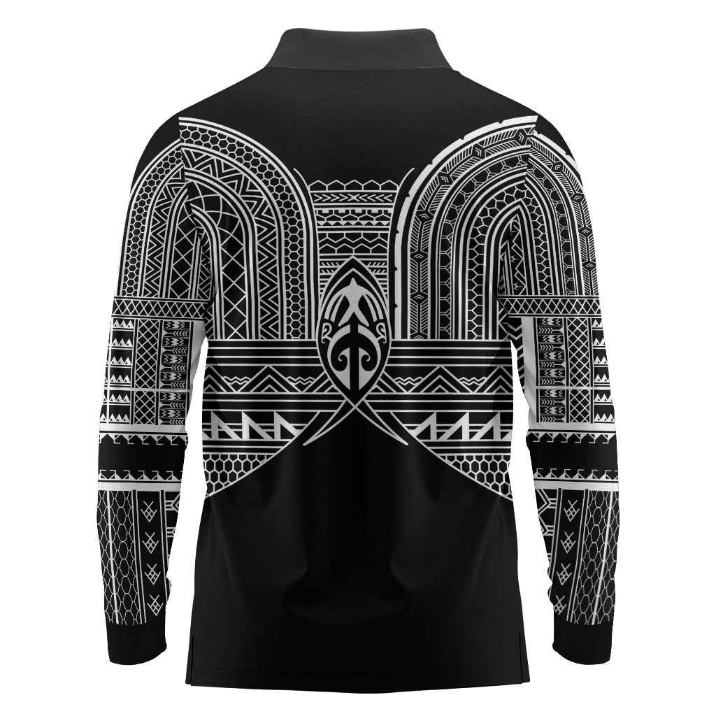 Philippines Igorot Tribal Inspired Long Sleeve Polo Shirt Black Version