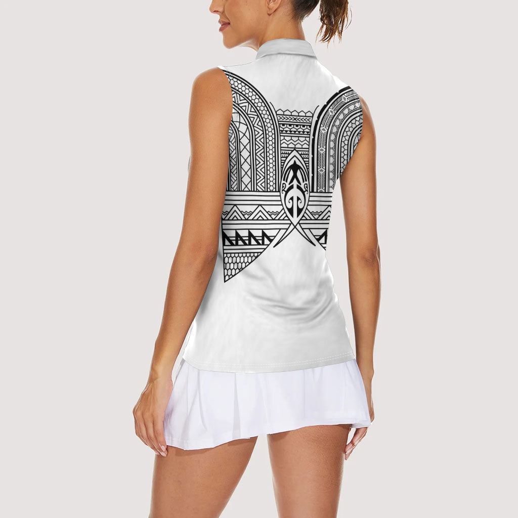 Philippines Igorot Tribal Inspired Women Sleeveless Polo Shirt White Version