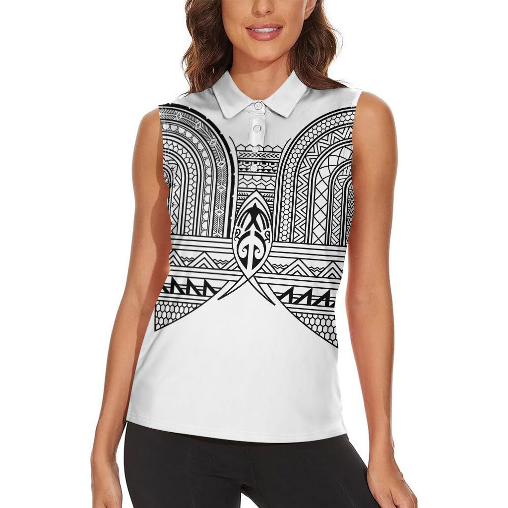 Philippines Igorot Tribal Inspired Women Sleeveless Polo Shirt White Version