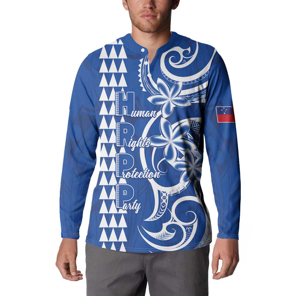 Samoa HRPP Party Button Sweatshirt Polynesian Pattern - Polynesian Pride