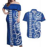 Samoa HRPP Party Couples Matching Off Shoulder Maxi Dress and Hawaiian Shirt Polynesian Pattern - Polynesian Pride