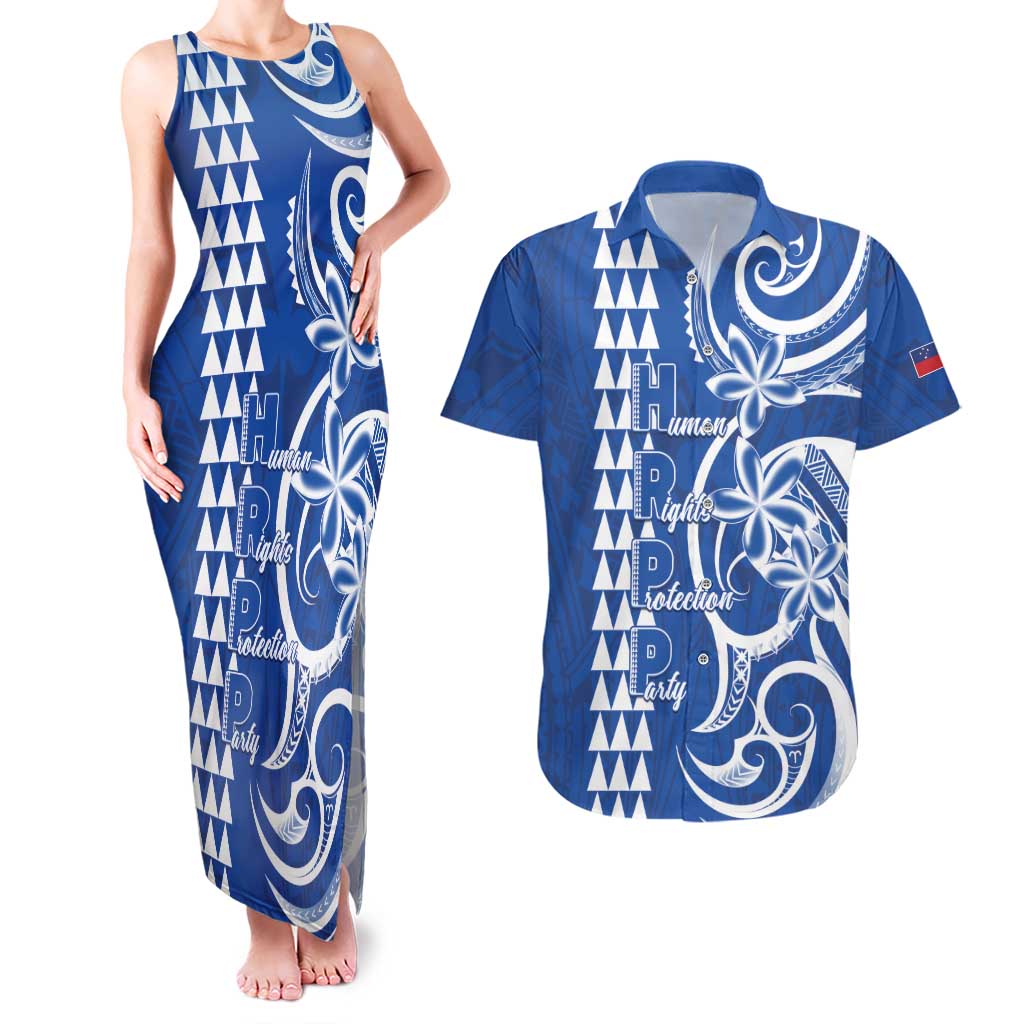 Samoa HRPP Party Couples Matching Tank Maxi Dress and Hawaiian Shirt Polynesian Pattern - Polynesian Pride