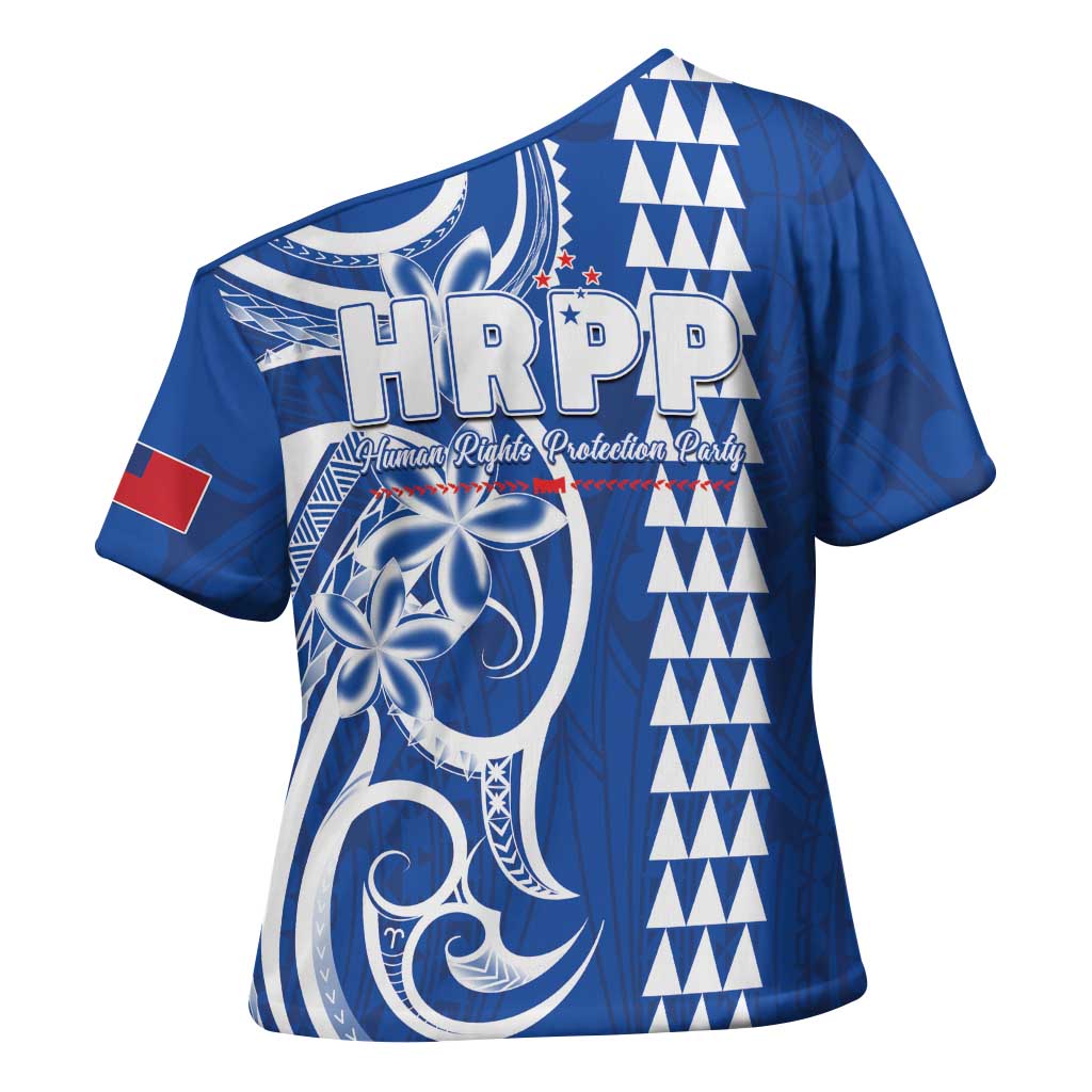 Samoa HRPP Party Cross Shoulder Shirt Polynesian Pattern - Polynesian Pride