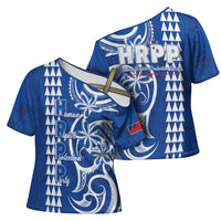 Samoa HRPP Party Cross Shoulder Shirt Polynesian Pattern - Polynesian Pride