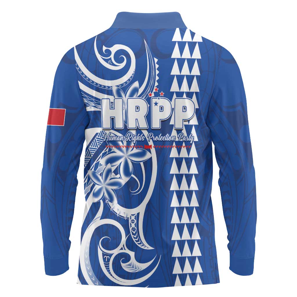 Samoa HRPP Party Long Sleeve Polo Shirt Polynesian Pattern - Polynesian Pride
