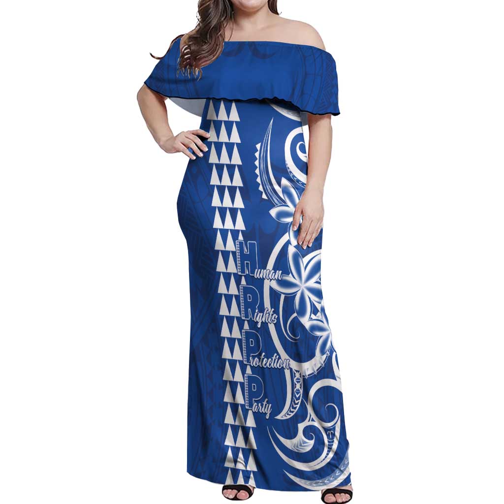 Samoa HRPP Party Off Shoulder Maxi Dress Polynesian Pattern - Polynesian Pride