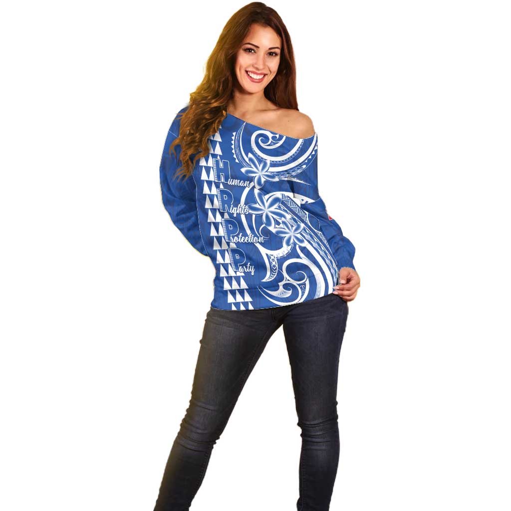 Samoa HRPP Party Off Shoulder Sweater Polynesian Pattern - Polynesian Pride