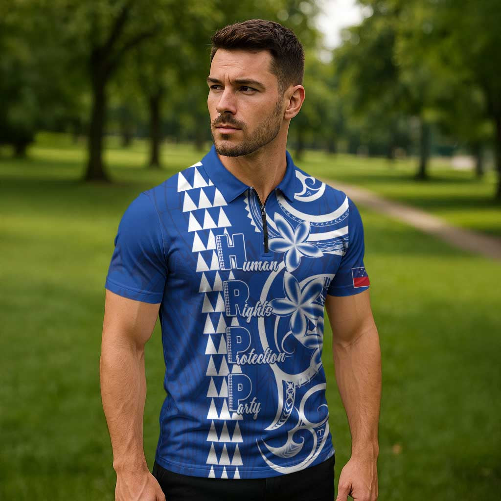 Samoa HRPP Party Zipper Polo Shirt Polynesian Pattern - Polynesian Pride