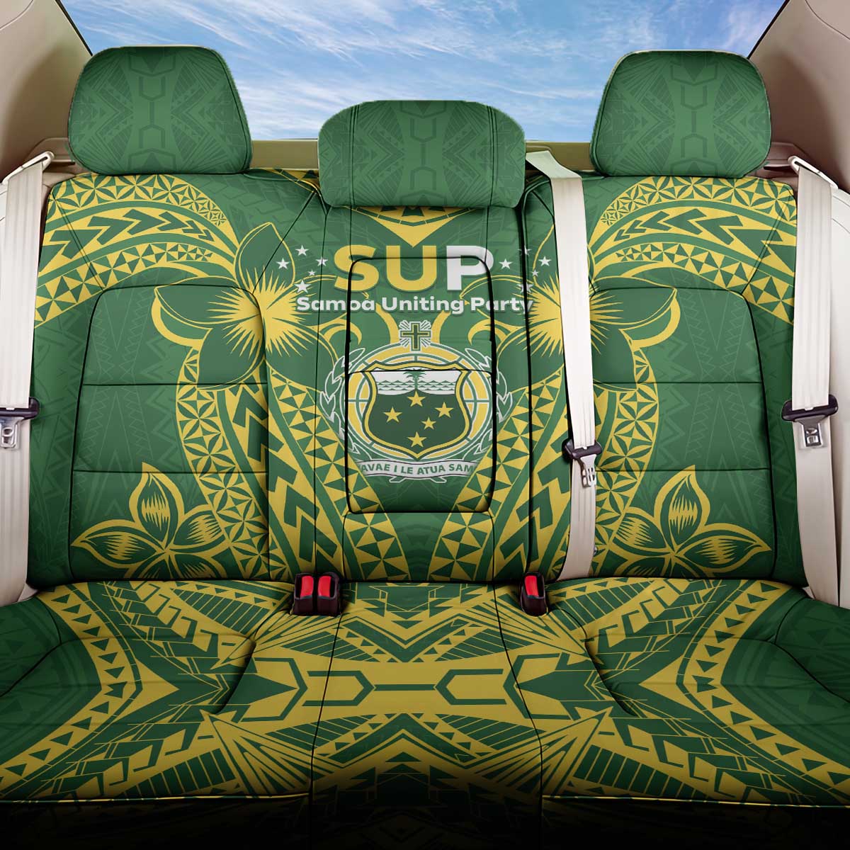 Samoa SUP Back Car Seat Cover Samoan Coat Of Arms - Polynesian Pride