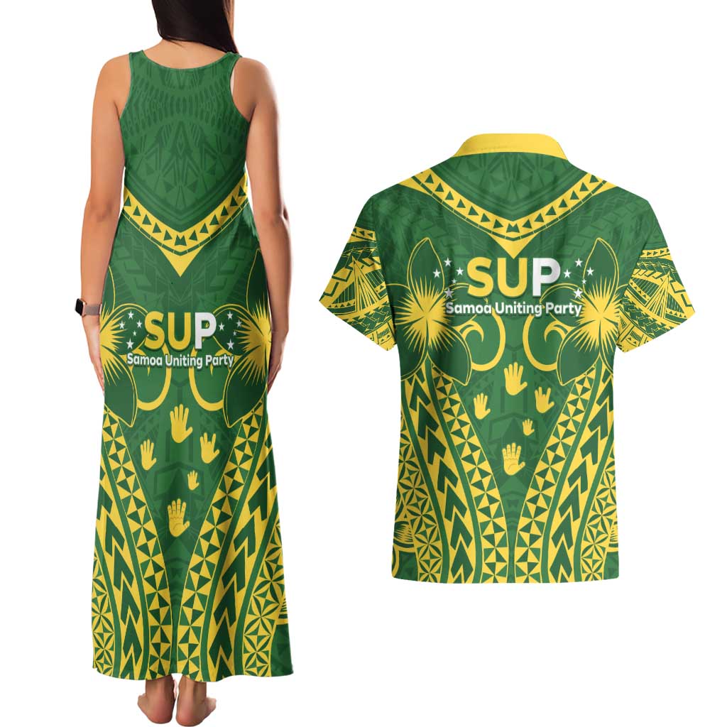 Samoa SUP Couples Matching Tank Maxi Dress and Hawaiian Shirt Samoan Coat Of Arms - Polynesian Pride