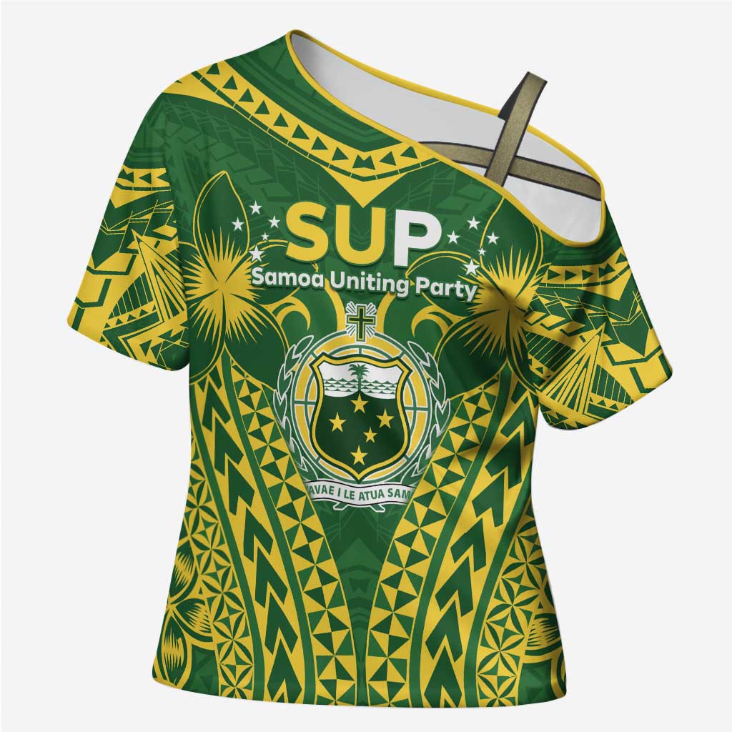 Samoa SUP Cross Shoulder Shirt Samoan Coat Of Arms - Polynesian Pride