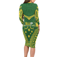 Samoa SUP Family Matching Long Sleeve Bodycon Dress and Hawaiian Shirt Samoan Coat Of Arms - Polynesian Pride