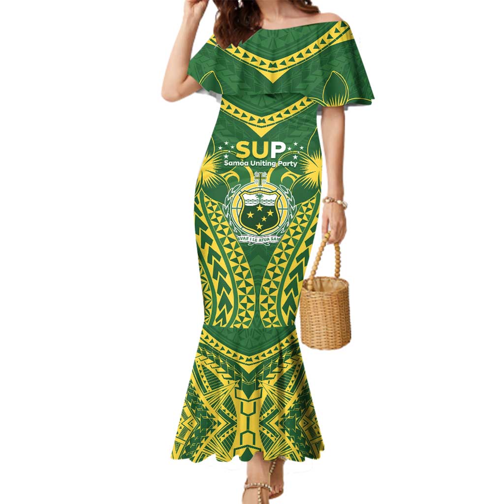 Samoa SUP Family Matching Mermaid Dress and Hawaiian Shirt Samoan Coat Of Arms - Polynesian Pride
