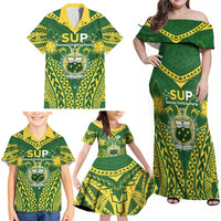 Samoa SUP Family Matching Off Shoulder Maxi Dress and Hawaiian Shirt Samoan Coat Of Arms - Polynesian Pride