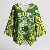 Samoa SUP Kimono Sleeve Blouse Samoan Coat Of Arms - Polynesian Pride