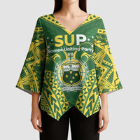 Samoa SUP Kimono Sleeve Blouse Samoan Coat Of Arms - Polynesian Pride