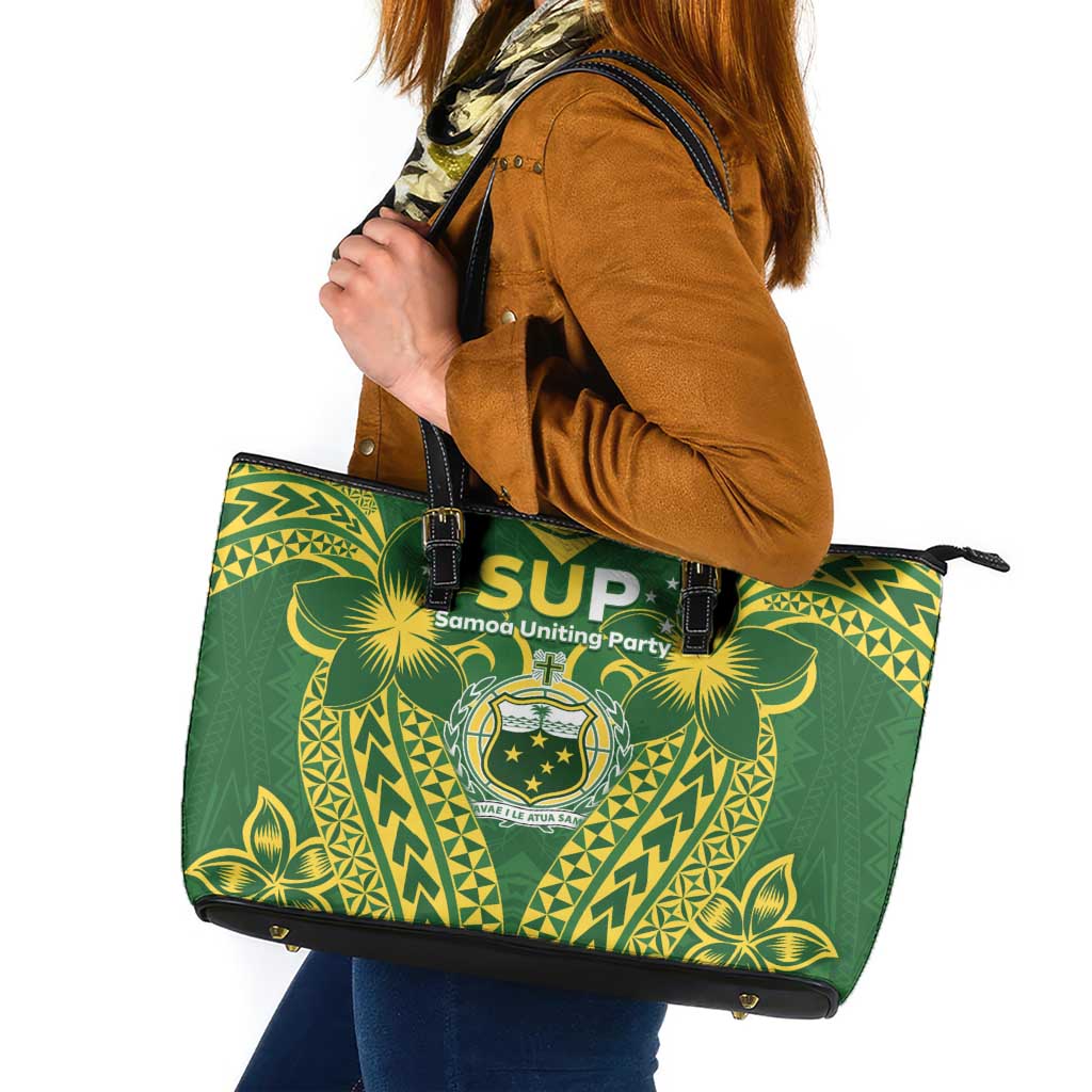 Samoa SUP Leather Tote Bag Samoan Coat Of Arms - Polynesian Pride