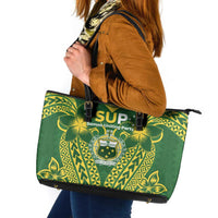 Samoa SUP Leather Tote Bag Samoan Coat Of Arms - Polynesian Pride