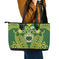 Samoa SUP Leather Tote Bag Samoan Coat Of Arms - Polynesian Pride
