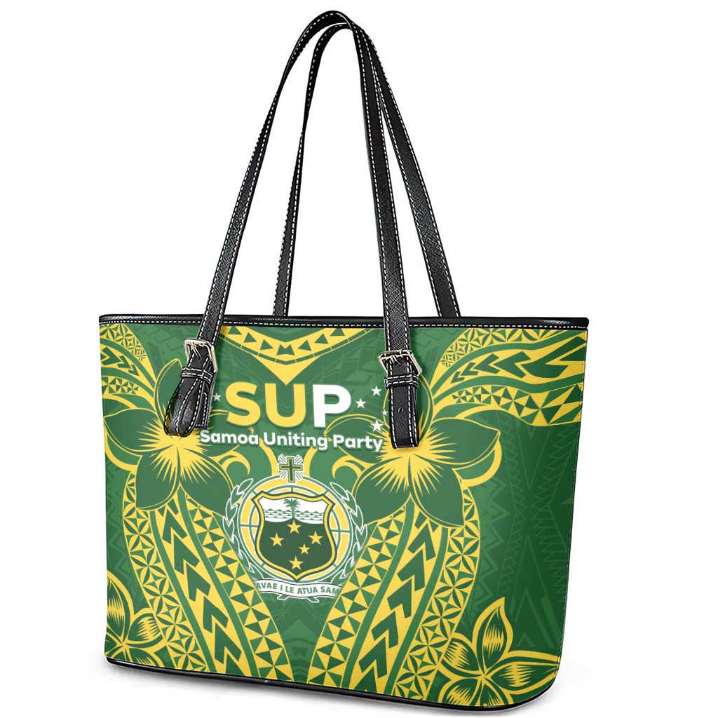 Samoa SUP Leather Tote Bag Samoan Coat Of Arms - Polynesian Pride