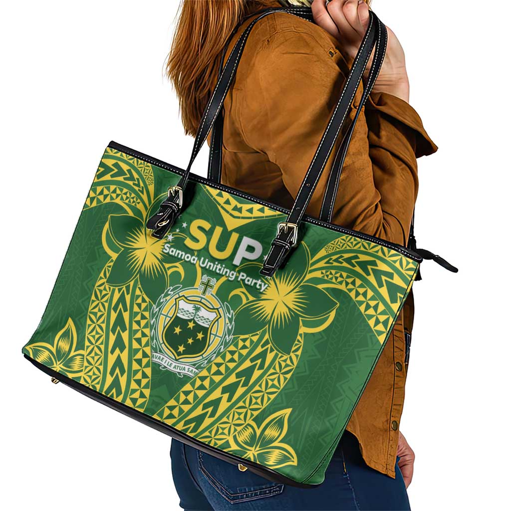 Samoa SUP Leather Tote Bag Samoan Coat Of Arms - Polynesian Pride