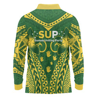 Samoa SUP Long Sleeve Polo Shirt Samoan Coat Of Arms - Polynesian Pride