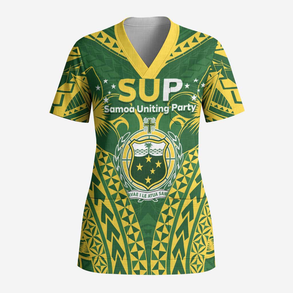 Samoa SUP Scrub Top Samoan Coat Of Arms - Polynesian Pride