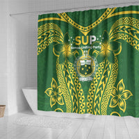 Samoa SUP Shower Curtain Samoan Coat Of Arms - Polynesian Pride