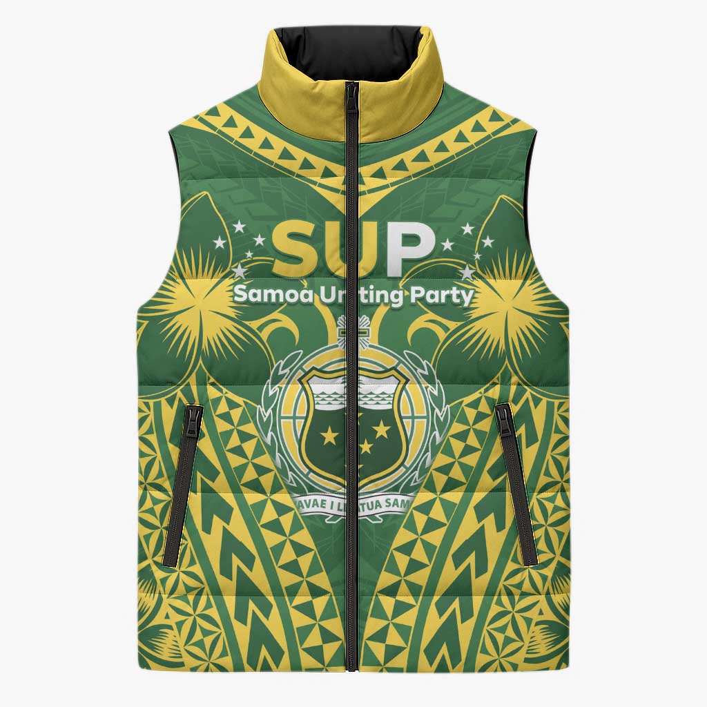 Samoa SUP Sleeveless Puffer Jacket Samoan Coat Of Arms - Polynesian Pride
