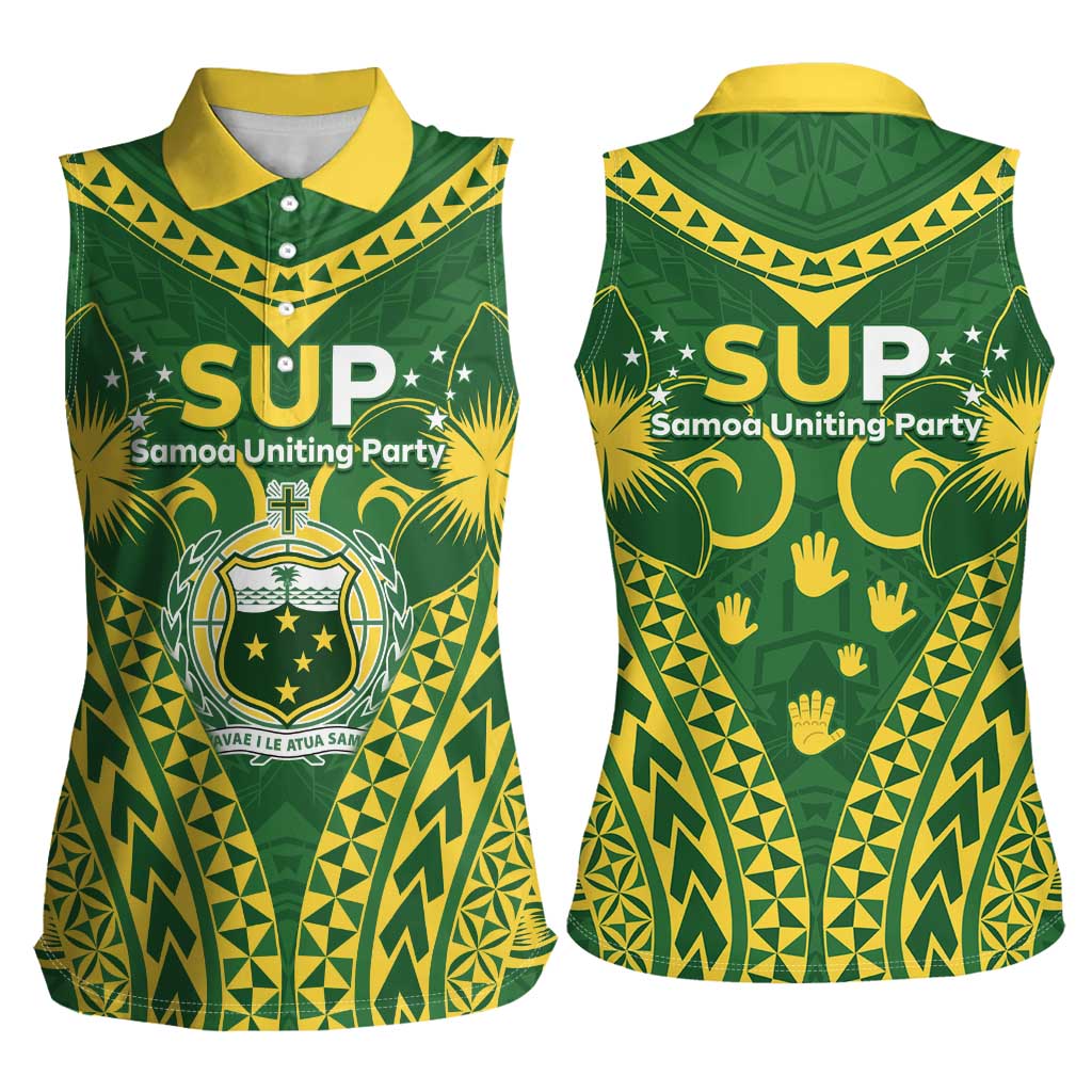 Samoa SUP Women Sleeveless Polo Shirt Samoan Coat Of Arms - Polynesian Pride