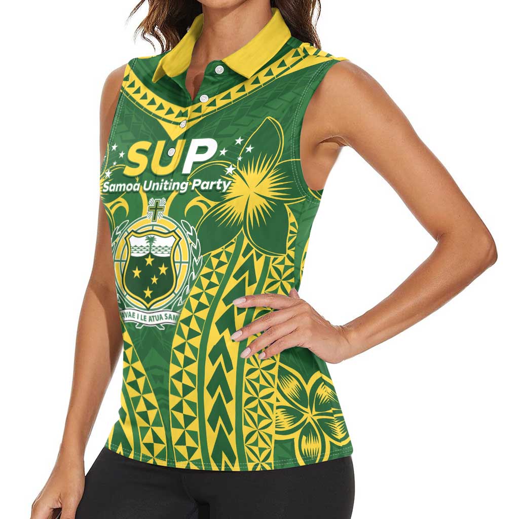 Samoa SUP Women Sleeveless Polo Shirt Samoan Coat Of Arms - Polynesian Pride