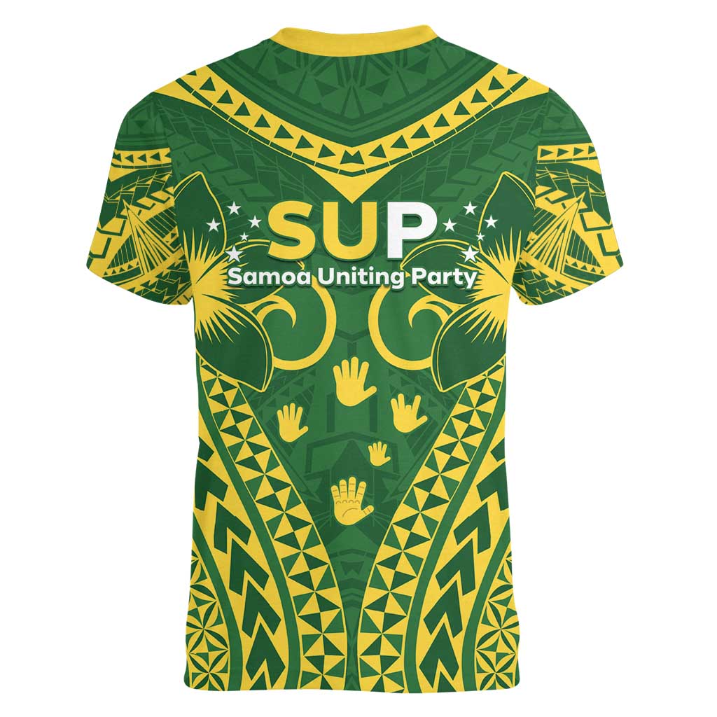 Samoa SUP Women V-Neck T-Shirt Samoan Coat Of Arms - Polynesian Pride