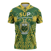 Samoa SUP Zipper Polo Shirt Samoan Coat Of Arms - Polynesian Pride