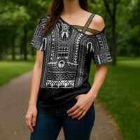 Philippines Igorot Tribal Art Tattoo Black Cross Shoulder Shirt - Polynesian Pride