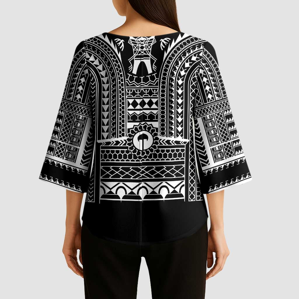 Philippines Igorot Tribal Art Tattoo Black Kimono Sleeve Blouse - Polynesian Pride