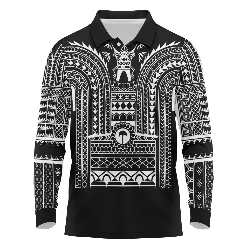 Philippines Igorot Tribal Art Tattoo Black Long Sleeve Polo Shirt - Polynesian Pride