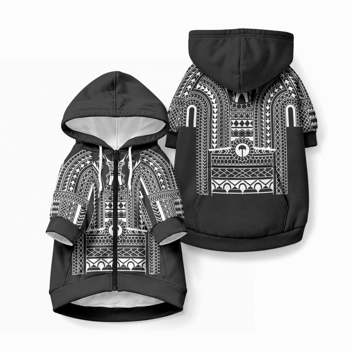 Philippines Igorot Tribal Art Tattoo Black Pet Hoodie LT05 Zip-up Black - Polynesian Pride