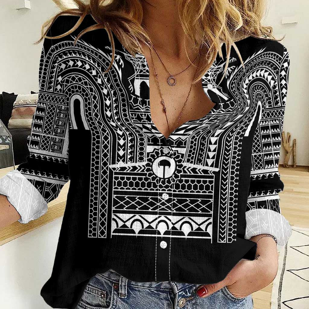 Philippines Igorot Tribal Art Tattoo Black Women Casual Shirt - Polynesian Pride