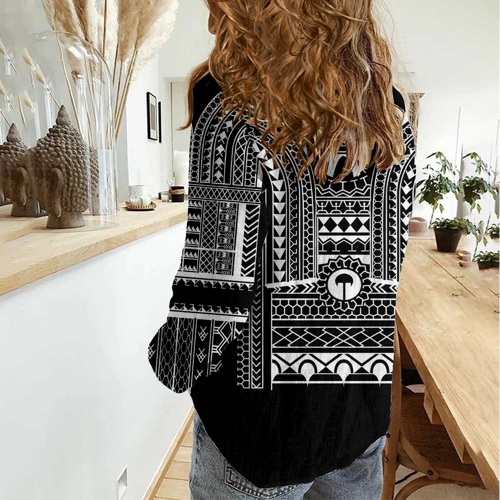 Philippines Igorot Tribal Art Tattoo Black Women Casual Shirt - Polynesian Pride