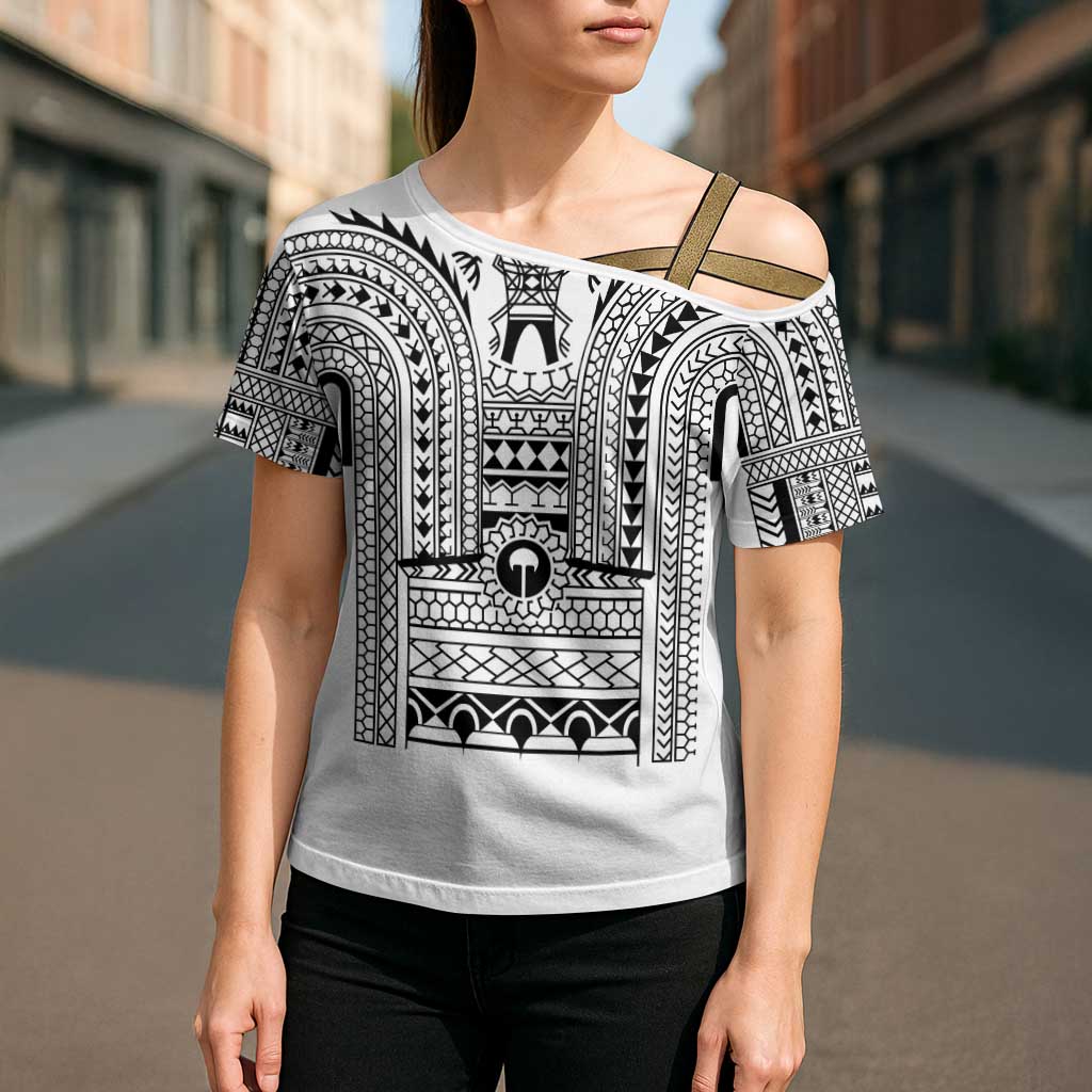 Philippines Igorot Tribal Art Tattoo White Cross Shoulder Shirt - Polynesian Pride