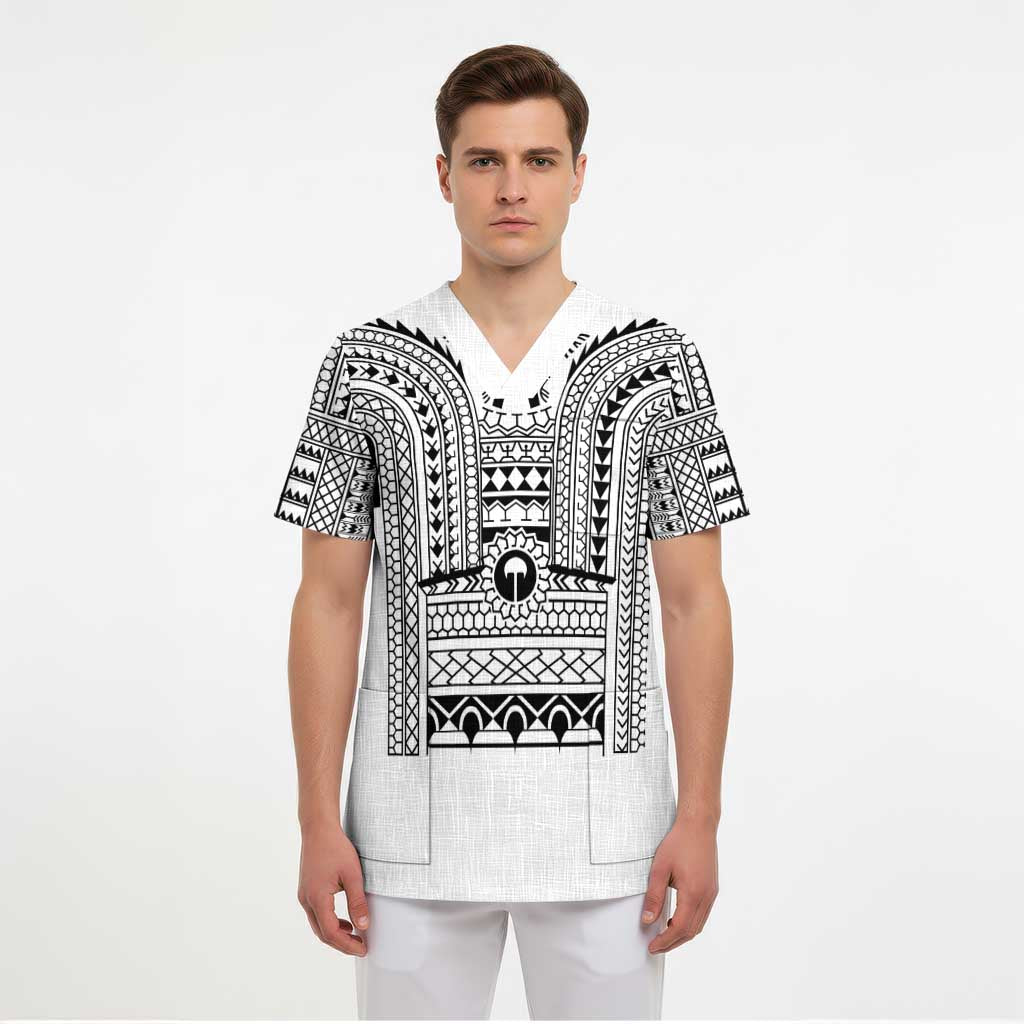 Philippines Igorot Tribal Art Tattoo White Scrub Top - Polynesian Pride