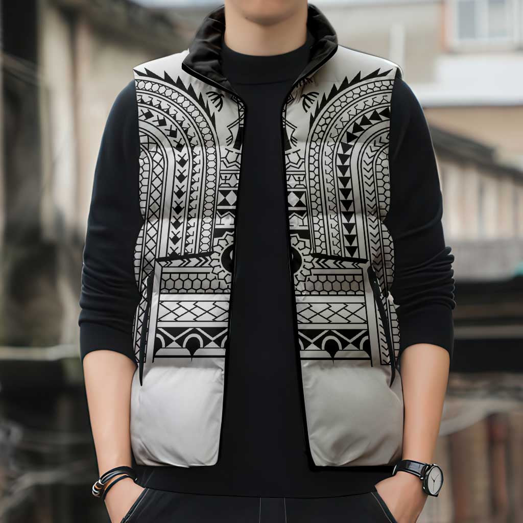 Philippines Igorot Tribal Art Tattoo White Sleeveless Puffer Jacket - Polynesian Pride