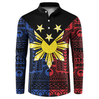 Philippines Sun Star Button Sweatshirt Igorot Tribal Inspiration - Polynesian Pride