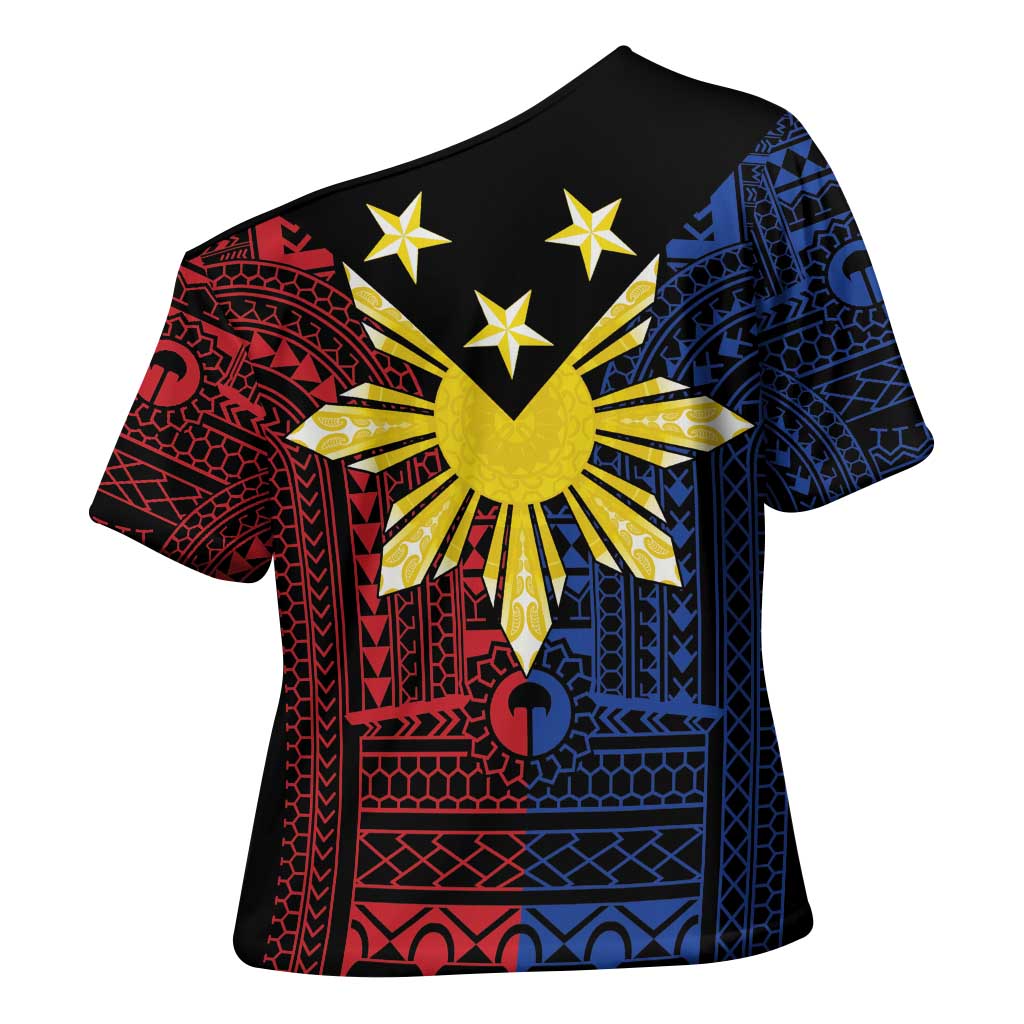 Philippines Sun Star Cross Shoulder Shirt Igorot Tribal Inspiration - Polynesian Pride