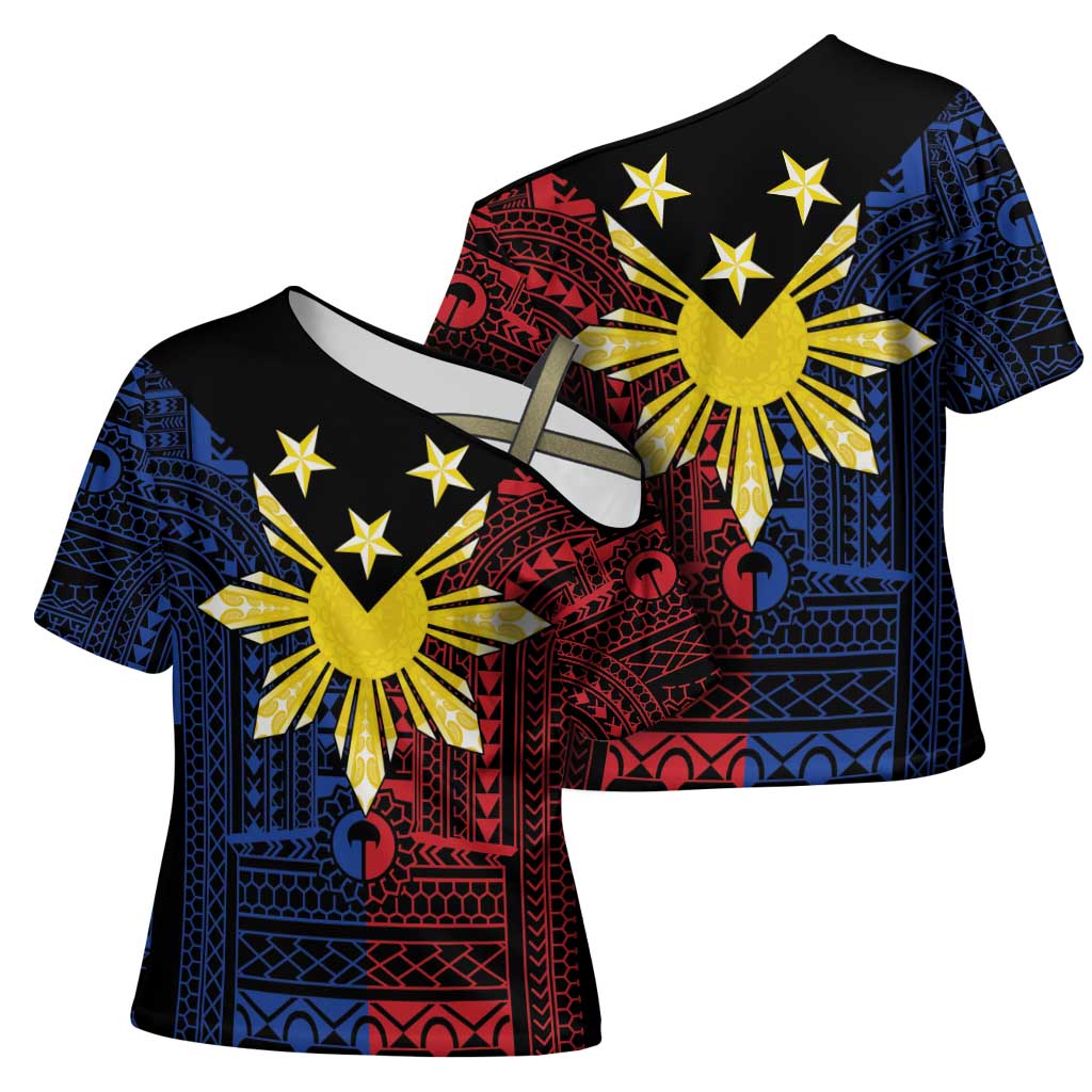 Philippines Sun Star Cross Shoulder Shirt Igorot Tribal Inspiration - Polynesian Pride