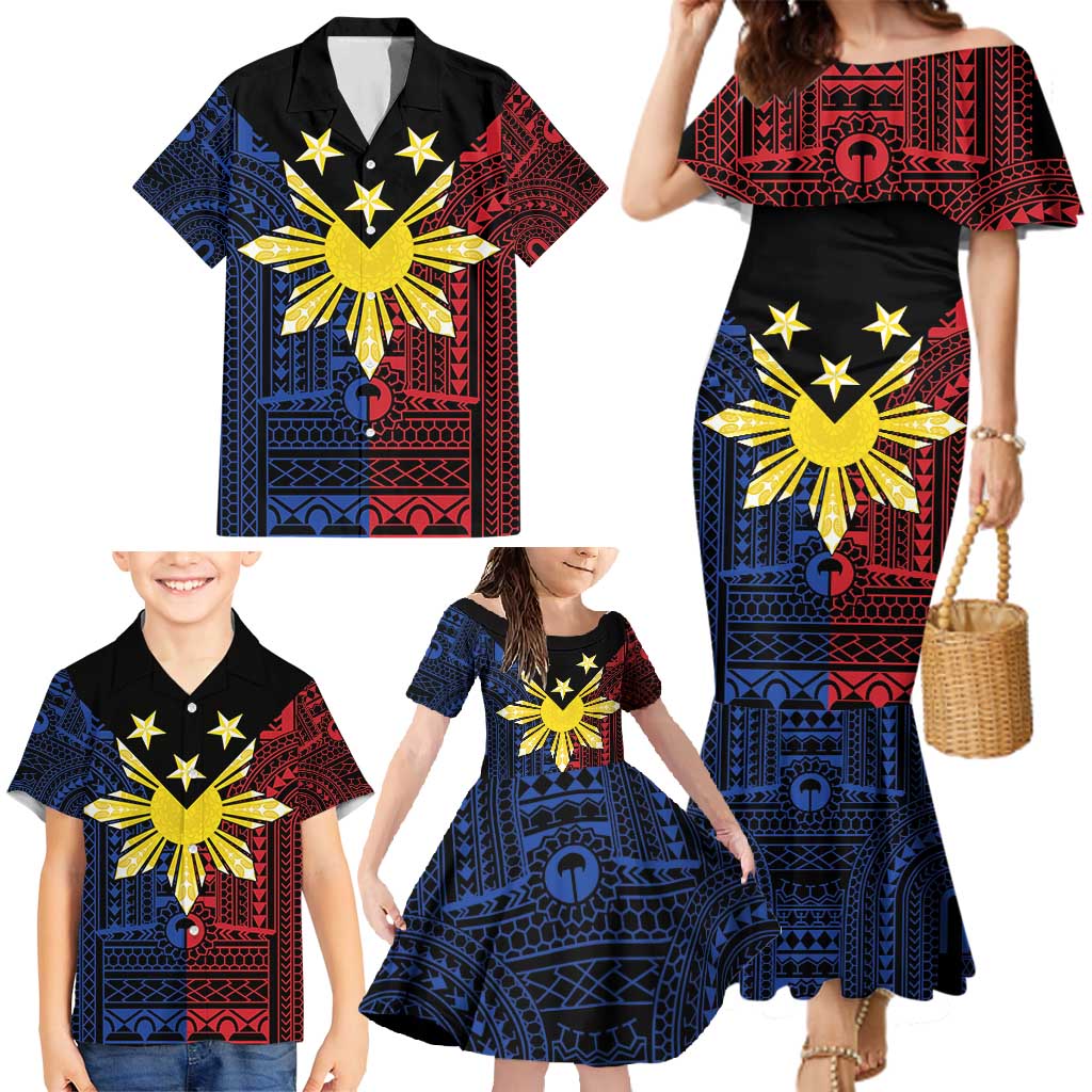 Philippines Sun Star Family Matching Mermaid Dress and Hawaiian Shirt Igorot Tribal Inspiration - Polynesian Pride