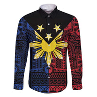 Philippines Sun Star Family Matching Off The Shoulder Long Sleeve Dress and Hawaiian Shirt Igorot Tribal Inspiration - Polynesian Pride