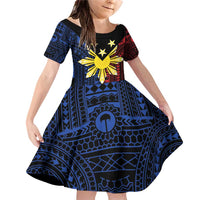 Philippines Sun Star Family Matching Off Shoulder Short Dress and Hawaiian Shirt Igorot Tribal Inspiration - Polynesian Pride